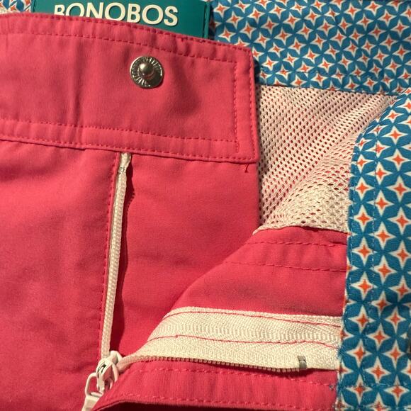 Bonobos Riviera Swim Trunks, Bright Pink, 5" Inseam, Men's Size 28 - Picture 3 of 5
